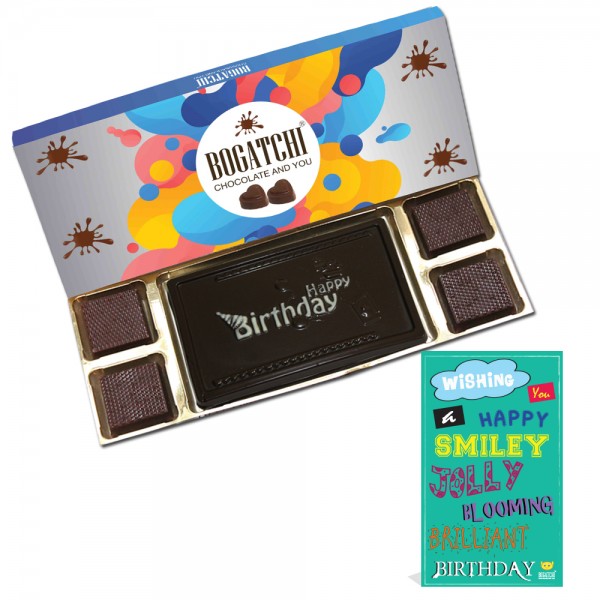Happy Birthday Box, Dark Chocolate Bar ,Free Happy Birthday Card